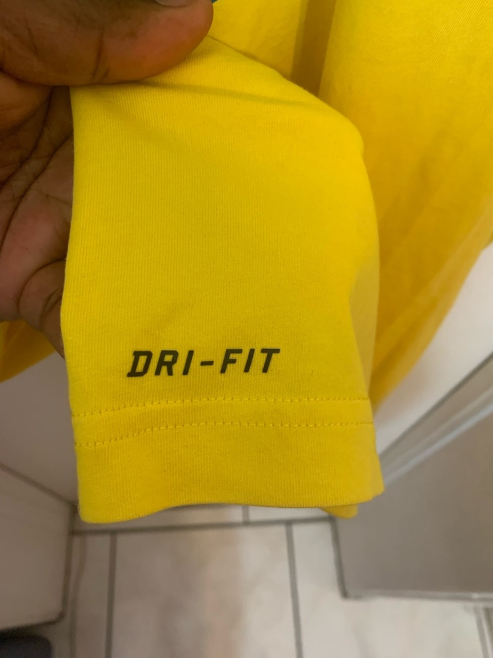 Nike Yellow Dri-FIT Performance Tee with Teal Logo